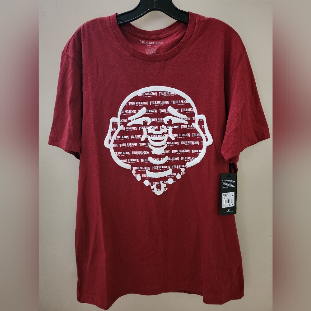 NWT True Religion Scripted Buddha Face tshirt XL- Red Dahlia